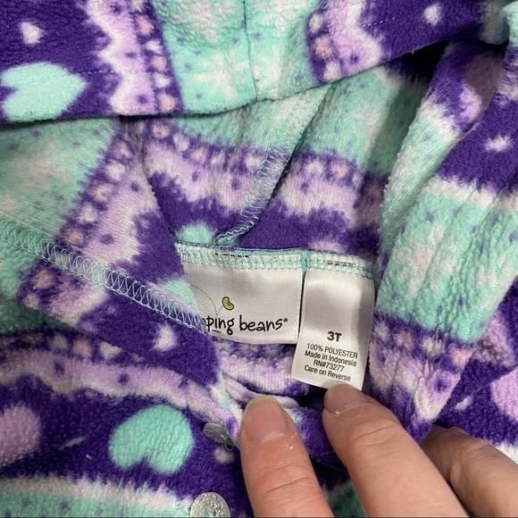Jumping Beans Fleece Sweatshirt Heart Print Sz 3T Blue Purple - Picture 3 of 4
